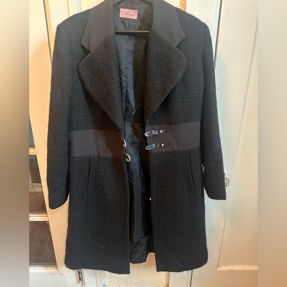 Muse by Cristian Chenail Black Wool Blend Coat – Size 14